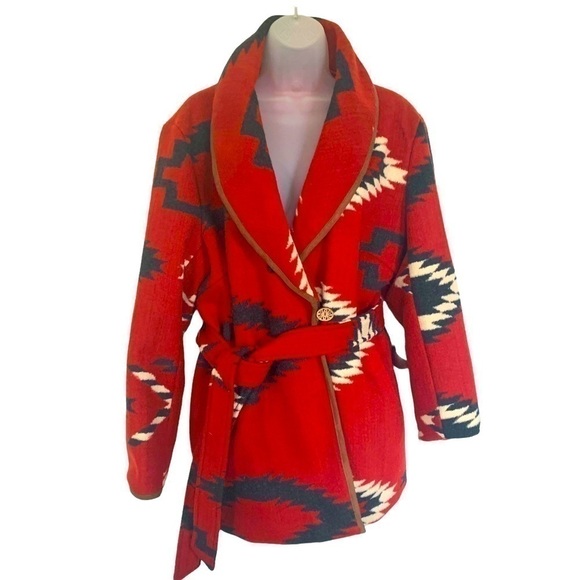 Black Mountain Aztec Southwest designs red white, black, fully lined. SZ L/XL - Picture 4 of 11